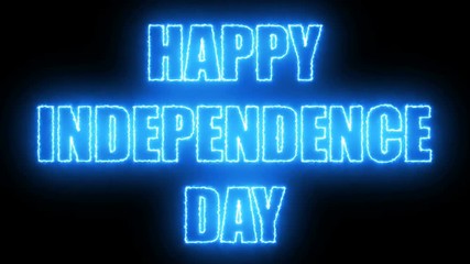 Poster - Happy independence day shiny bright text, 3d rendering backdrop, computer generating for holidays festive design