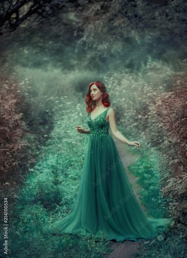 emerald green dress with red hair A prom pic I took of my daughter. Very much a fairytale vibe imo
