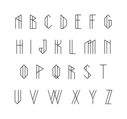 Aufkleber - Vector modern thin alphabet set. Geometric stylized letters