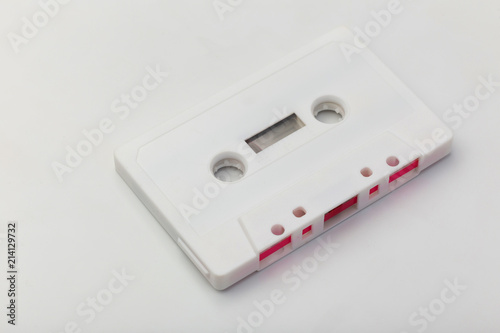 Cuadros en Lienzo white audio cassette with pink film on white background