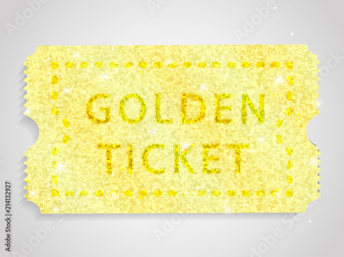 Fotografie, Obraz Golden ticket isolated on white background. Vector illustration.