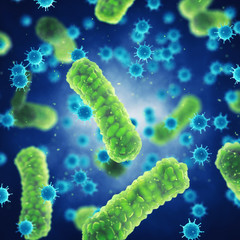 Wall Mural - Pathogenic bacteria and viruses , Microscopic germs causing epidemic diseases