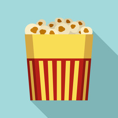 Poster - Paper popcorn box icon. Flat illustration of paper popcorn box vector icon for web design