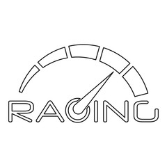 Poster - Racing speedometer logo. Outline racing speedometer vector logo for web design isolated on white background