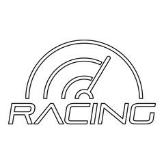 Poster - Racing line speedometer logo. Outline racing line speedometer vector logo for web design isolated on white background