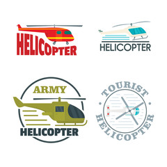 Poster - Helicopter aircraft drone chopper logo icons set. Simple illustration of 4 helicopter aircraft drone chopper vector icons for web