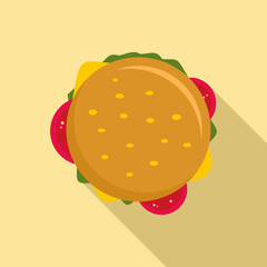 Poster - Top view cheeseburger icon. Flat illustration of top view cheeseburger vector icon for web design