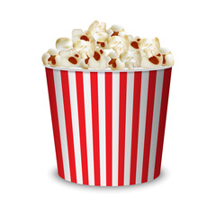 Poster - Big popcorn pack mockup. Realistic illustration of big popcorn pack vector mockup for web design isolated on white background