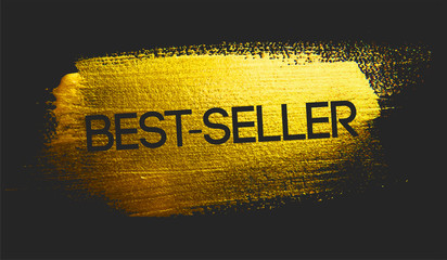 Wall Mural - Best Seller Text on Golden Brush Dark Background