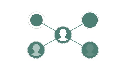 Aufkleber - Social Network People Icon Link Connection Technology Loop Animation. Beautiful Digital Interface with Icons and Links Growing over the Business Graphs