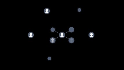 Aufkleber - Social Network People Icon Link Connection Technology Loop Animation, black background. Technology Icon Symbol Digital Animation