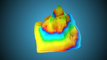 Poster - 3D Topographic map background concept with colored layers, rendering abstract illustration, geography concept