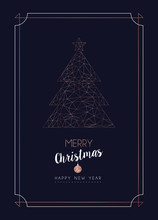 Christmas And New Year Copper Xmas Tree Card