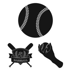 Poster - Baseball and attributes black icons in set collection for design.Baseball player and equipment vector symbol stock web illustration.