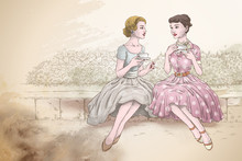 Retro Women Having Tea Together