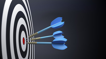 three blue typical dart arrows