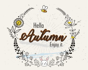 Wall Mural - Hand drawn of Hello Autumn enjoy it