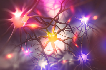 Aufkleber - Brain. Electrical activity of the human brain. 3D illustration of scientific research of neural networks
