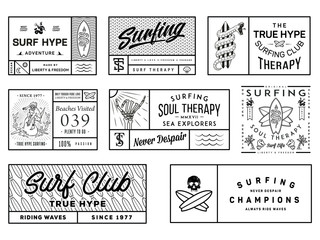 Black on white surf badges vol. 2