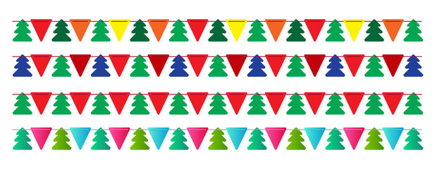 Sticker - Colorful flags and bunting garlands for decoration. Decor elements. Vector illustration