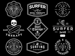 white on black surf badges vol. 1