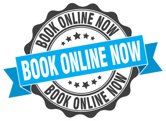 book online now stamp. sign. seal