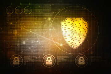 Poster - 2d illustration Security concept - shield 
