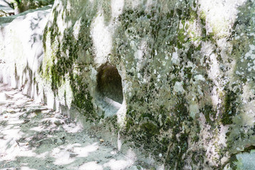 Poster - carved stone in quarry in Shapsugskaya zone