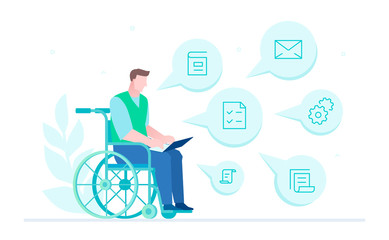 Disabled worker - flat design style illustration