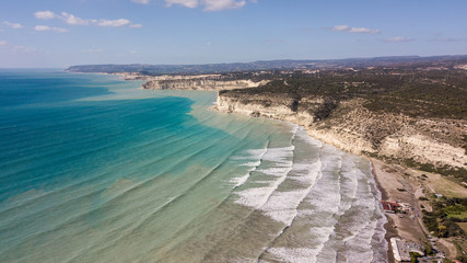 aerial view of beautiful sea coast on sunny day, Israel