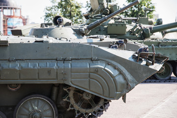 Tank with a cannon close-up