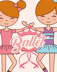 Canvas Print - beautiful ballerinas ballet cartoon character