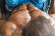 © antondotsenko - Brutal aged strong bodybuilder athletic men pumping up muscles with dumbbells
