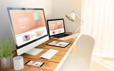 Canvas Print - creativity tutorials website concept on devices