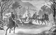 © acrogame - Ludwig II king of Bavaria travels in sleigh by night, landscape with snow, old illustration