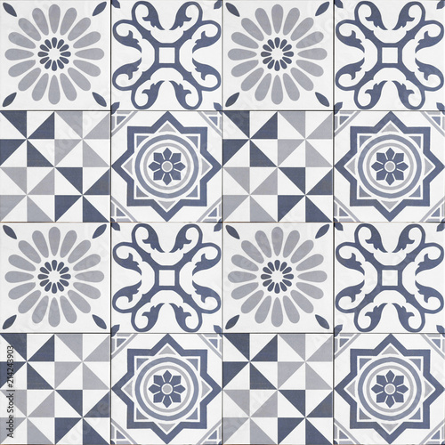 Cotton fabric pattern tiles - geometric patchwork tile design -