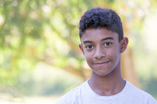 Mixed Race Teenage Boy Portrait With Copy Space