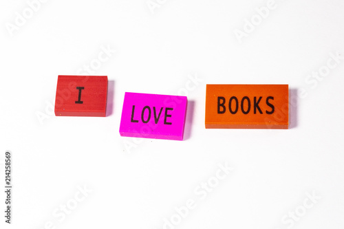Fotografia, Obraz The joy of the first day of school expressed in blocks, I love books