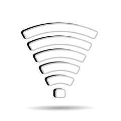 Poster - Vector image of black icon with Wi-Fi sign. Icon with Internet access