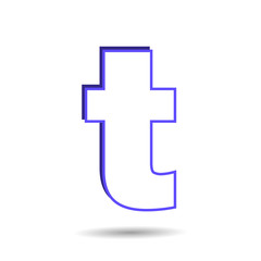Fototapete - Vector image of a flat icon with the letter t of the blue color. Button with the letter t.
