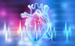 Human heart. 3D illustration on a medical background