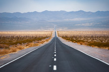 Straight Route Line On The Desert