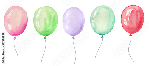 Fotomural Set of watercolor balloons for a party