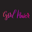 © mejorana777 - Girl power slogan hand drawn pink gradient lettering on black background. Vector illustration for t shirt, poster etc