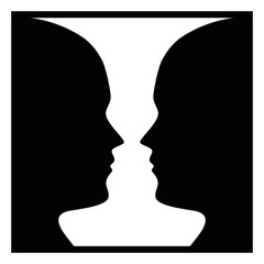 Wall Mural - figure-ground perception, face and vase. figure-ground organization. perceptual grouping. in gestalt