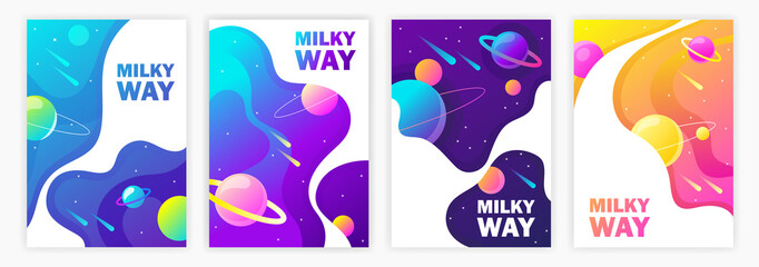 Wall Mural - set of banner templates. milky way. space. design. vector illustration