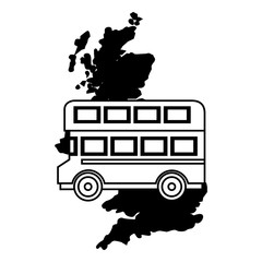 Poster - united kingdom map double deck bus