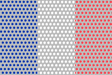 Flag of France on a metal wall background.