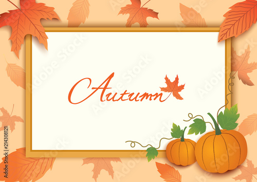 autumn frame template design illustration vector with maple leaf and