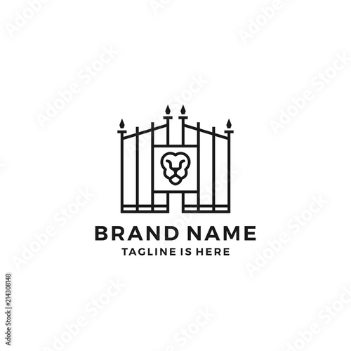 Fotomural Lion gate lionsgate logo template vector icon illustration